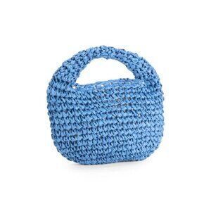 Hat Attack Petite Straw Crescent Top Handle Bag